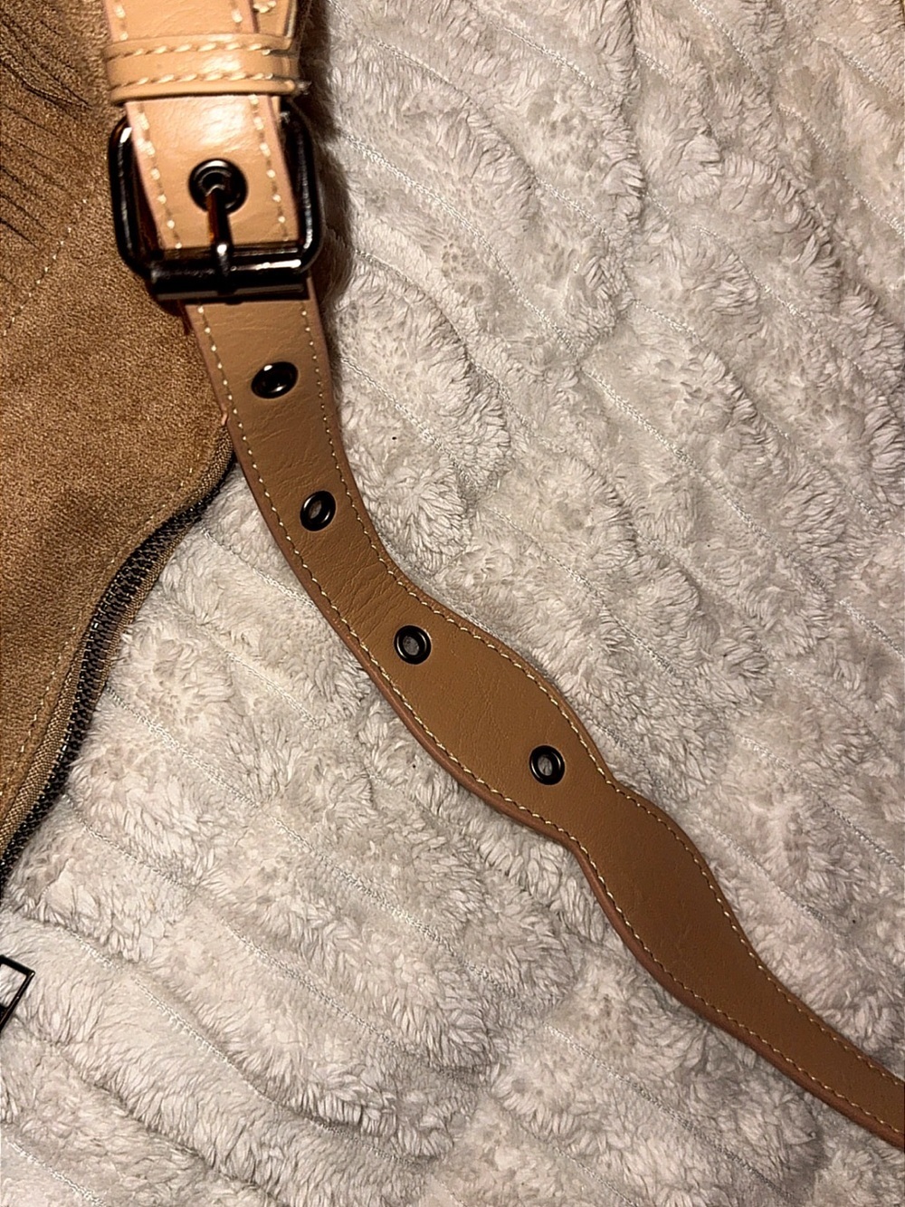 Boho Suede Fringe Crossbody Bag in Tan - Picture 11 of 13
